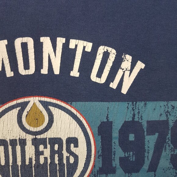 Vintage NHL Edmonton Oilers Tee Shirt Extra Large US XL NHL Hockey Oilers Blue - Picture 6 of 16